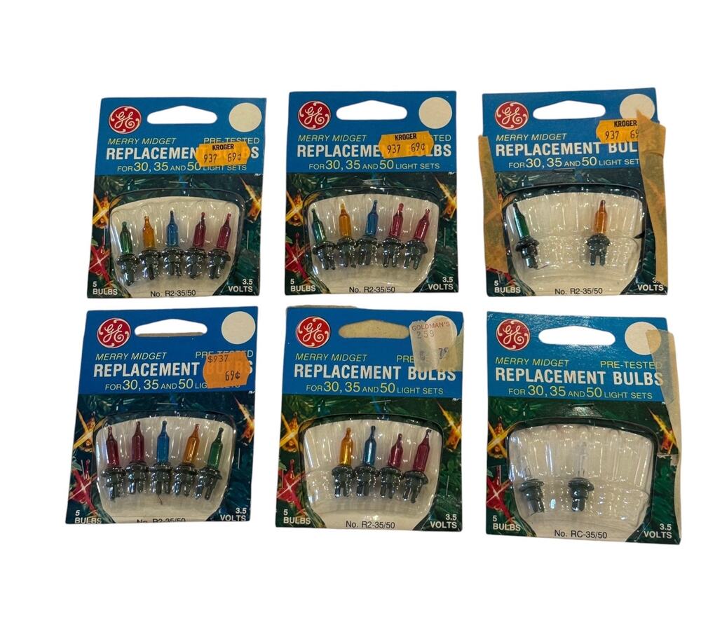 Vintage Lot GE Midget Mini Christmas Light Replacement Bulbs 3.5V